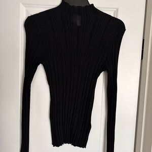 H&M sheer Ribbed Black Long Sleeve Mock Neck top